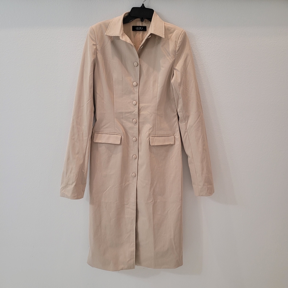 Akira Beige Women's Coat perfect Fit  sleek trench Size M